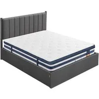 VASAGLE Polsterbett Bettgestell, Bettrahmen, Bett, modern, einfache Montage, Kopfteil, Polsterbett und Matratze Set, mit Stauraum 160x200 cm