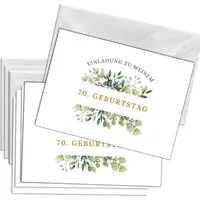 Briefzauber Einladungskarten Geburtstagseinladung 70. Geburtstag, Set 12x Karten & 12x Umschläge
