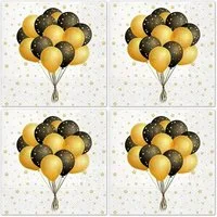 Tete a Tete Papierserviette Geburtstagsparty 33cm, 3 lagig, Luftballons, gold-schwarz Motiv, (20 St), Geburtstag Tischdeko, Serviettentechnik, Decoupage