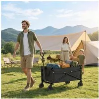Outsunny Fahrradlastenanhänger Gartenwagen 50 kg Balstbar Handwagen, Faltbar, abnehmbare Räder, Tragegriff