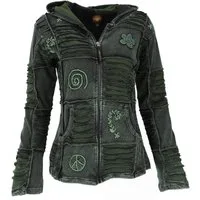 Guru-Shop Langjacke Goa Patchwork Jacke, Boho Kapuzenjacke -.. alternative Bekleidung