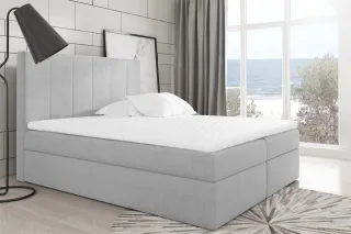 Boxspringbett Schlafzimmerbett MARIBEL 200x200cm Stoff Hellgrau