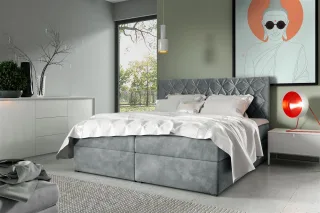 Boxspringbett Schlafzimmerbett 180x220cm LAZARO Nr.7 Grau inkl. Bettkasten