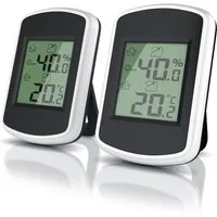 BEARWARE 2x Digitales Thermo-Hygrometer, Indikator für Gewächshaus, Wohnzimmer Innenwetterstation (Haltemagneten, Thermometer Hygrometer, Temperatur und Luftfeuchtigkeit Messgerät)
