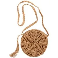 Zaewry Strandtasche Vintage Strandtasche Strand Stroh Handtasche Rund Crossbody Tasche, für Damenreisen und Urlaub