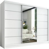 A&J MöbelLand GmbH Schiebetürenschrank AURELIA 1 mit 3 Schubladen und Spiegel (TOP ANGEBOT! Geräumiger Schrank mit einer Breite von 200 cm und Spiegel, ideal zur Aufbewahrung von Kleidung und Accessoires. 3 Schubladen und viel Stauraum. TOP PRODUKT! 