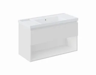 Cosmic Bbest Unterschrank 1 Schublade Und 1 Ablage mit Teckstone-Waschbecken, weiss matt, WJB010P100 WJB010P1001102