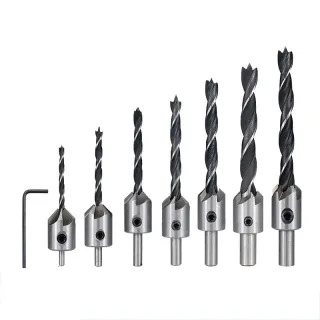 7PCS 3mm-10mm HSS Countersink Drill Bit Set Reamer Woodworking Chamfer Drill Counterbore Pliot Hole Cutter Screw Hole Dr