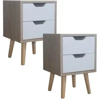 HTI-Living Nachttisch Nachttisch 2 Schubladen 2er-Set Thekla Sonoma Weiß (Set, 2-St., 2 Nachttisch), Beistelltisch Kommode