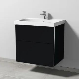 Sanipa 3way Waschtischunterbau zu Geberit Acanto Waschtisch mit 2 Auszügen, Schwarz-Matt BS41608