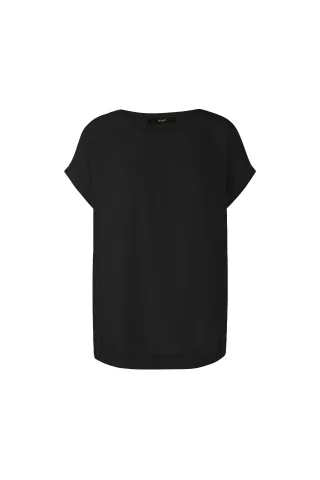 Oui - AYANO Blusenshirt 100% Viskosepatch black - Gr. - 34