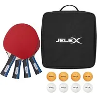 JELEX Tischtennisschläger JELEX 4er-Set Tischtennis Schläger mit 8 Bällen (besteht aus 4 Schlägern und 8 Bällen, inkl. Aufbewahrungstasche), für Anfänger und erfahrene Spieler geeignet