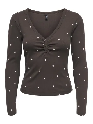 ONLY - ONLFENJA L/S V-NECK TOP JRS NOOS Coffee Bean - Gr. - XL
