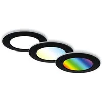 Briloner Leuchten LED Einbauleuchte 3er Set LED Einbauleuchten RGB-CCT, schwarz, 3er Set LED Einbauleuchten Decke, RGB Einbaulampen CCT, LED Bad