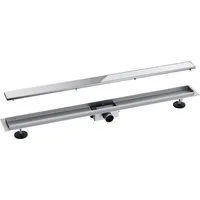 SONNI Duschrinne Edelstahl extra flach befliesbar Bodenablauf, Komplettset mit Geruchsstop und Haarsieb, Randablauf 2 in 1