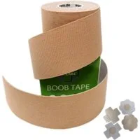 LisaCare Set: Klebe-BH Boob Tape - Brust Tape - Unsichtbarer BH - Push-Up (Spar-Set, 1x Rolle 5cmx5m + 2x Brustcover Blume & X) Für ALLE Brustgrößen!