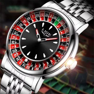 LIGE Stylish Dial Design Men's Quartz Watch Waterproof Luminous Business Casual Wristwatch