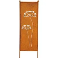 finehomegarden Gartenstecker Stele Metall Dolde Sichtschutz Edelrost (1-St) Windschutz Outdoor H116cm B32cm Dekowand Garten / Paket