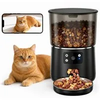 Cetipaw Katzen-Futterautomat Futterautomat Katzen mit Kamera, 2.4G/WiFi Futterautomat Kleine Hunde, Trockenfutter Automat mit APP-Steuerung, Zwei-Wege-Audio, Nachtsicht