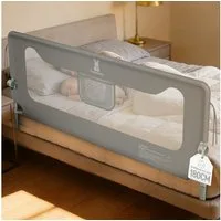 Huracan Bettschutzgitter Bettgitter 150/180/200cm, Rausfallschutz Bett, (14-Fach höhenverstellbar, Klappbar Bettschutzgitter für, Kinder Baby,Stabiler Kinderbettgitter für Babybett), mit Sicherheitsgurt, Elternbett & Kinderbett