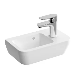 VitrA Integra Handwaschbecken 37 x 22 cm Ablage rechts mit Hahnloch Weiß Hochglanz,7091L003-0029 7091L003-0029