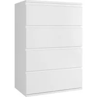 Homfa Kommode, Sideboard mit 4 Schubladen, Schubladenschrank, weiß, Holz, 60x40x80cm