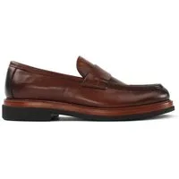 Celal Gültekin Leder-Loafer Slip-On Plateau Blockabsatz Glattleder Business Herren Loafer Glattleder, Echtleder-Futter, Holzoptik-EVA-Sohle, Braun, 44
