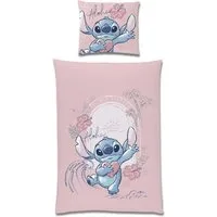 Familando Kinderbettwäsche Lilo und Stitch "Aloha" aus 100% Baumwolle mit Reißverschluss, Linon, 2 teilig, mit Schriftzug und Wendeseite