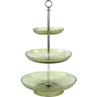 FURNARO Dekoetagere (3-tlg. Etagereset), 3-stufiges Design aus Glas mit Metallstange