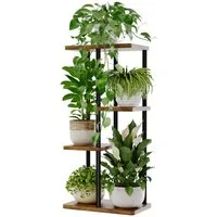 Bamworld Blumenständer Blumenschelf Pflanzenständer Pflanzenregal für mehrere Pflanzen (1 St), 4 Ebenen für 5 Töpfe, Eckpflanztisch – Maße 40 x 24 x 78 cm