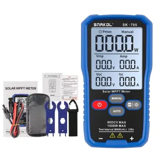 SK-705S Photovoltaic Power Tester 2000W 120V 3.2 Inch LCD Screen Auto Manual Range Back-Injection Protection Solar MPPT