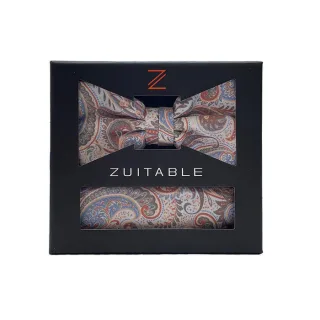 zuitable - Fliegen-Set mit Einstecktuch - DiBowiebox blau/braun/rot - Gr. - ONE SIZE