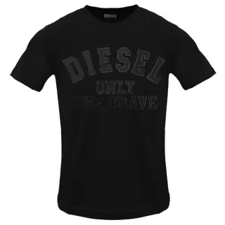 Diesel - Einfarbiges T-shirt Mit Geprägtem Logo In Schwarz