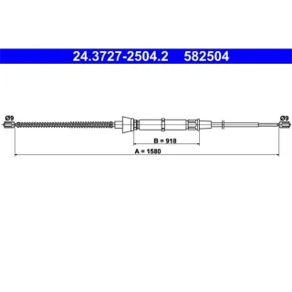 ATE Handbremsseil hinten L?nge: 1580 Seat Cordoba Ibiza Skoda Fabia VW Polo