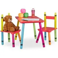 relaxdays Kindersitzgruppe 3-teilige Kindersitzgruppe bunt