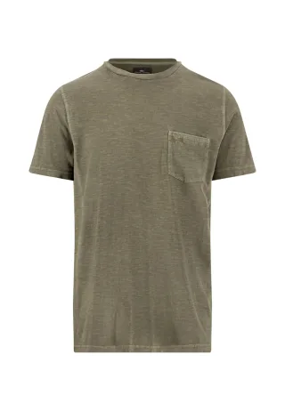 FYNCH-HATTON - T-Shirt, garment dyed, pocket dark khaki - Gr. - M