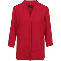 GREIFF Langarmbluse Greiff CHIFFON Damen Chiffon-Bluse 3/4-Arm V-Neck Regular-Fit Rot 40