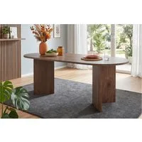 Flieks Esstisch ovaler Küchentisch in Landhausstil (B160xT80xH75 cm, 1-St., 1 Tisch), Esszimmertisch Schreibtisch Bürotisch Holzoptik Walnussholzfarbe