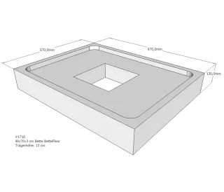 Neuesbad Wannenträger für Bette Floor 900x700 SD22814