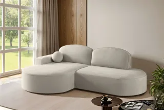 Ecksofa Schlafsofa Sofa GIRONA Stoff Salvador Beige Ottomane Links