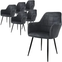 ML-DESIGN Stuhl Esszimmerstuhl ergonomisch & gepolstert, Esstischstuhl mit Rückenlehne (6 St), Wohnzimmerstuhl Dunkelgrau Samtbezug Küchenstuhl Polsterstuhl