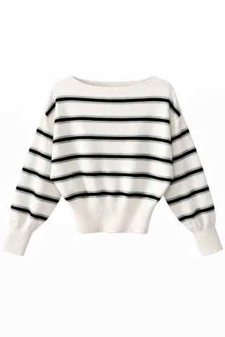 Rippenshirt mit Bootsausschnitt