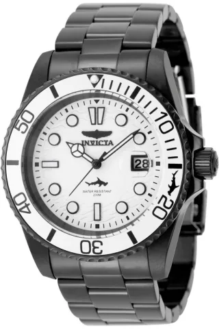 Invicta Pro Diver 50974 Herrenuhr - Quarzwerk - Edelstahl mit weißem Zifferblatt - 42 mm