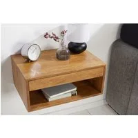 riess-ambiente Nachttisch PURE 50cm braun - Mangoholz, honey finish, Wandregal, Schublade, Fach (Einzelartikel, 1-St), Minimalistische Ablage mit Stauraum – ideal für Schlaf- & Gästezimmer