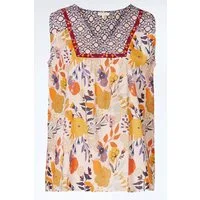 Himalaya Clothing Shirttop Ärmellose Bluse mit geometrischem Muster - Bluse Damen aus Viskose Luftiges Blusentop mit weichem, fließendem Fall und Ornament-Mix