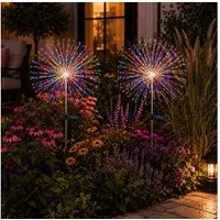 pedete LED Solarleuchte LED Solarleuchte Solarlampen Garten 120 LED Feuerwerk Solarleuchten, gartendeko, solarlampen für außen, Warmweiß, Tageslichtweiß, Leuchtmittel, Wetterfest Pusteblume Solarlampen 8 Modi mit Erdspieß