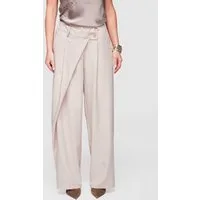OMBRE Palazzohose Damen Wide Leg Hose High Waist Elegant (kein Set, 1-tlg) Asymmetrische Falten vorne