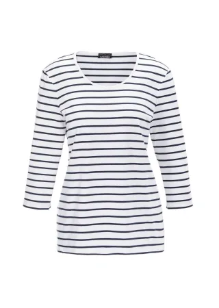 GOLDNER 3/4-Arm-Shirt "Kurzgröße Buntgewirktes Ringelshirt" Garngefärbte und dadurch farbbeständige Ringel