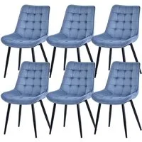 HOMAVO Esszimmerstuhl Stuhlset – Polsterstühle, Samt oder Webstoff, Metall-Füße (Nach EN 12520 geprüft, 6 St), mit Ergonomischer Rückenlehne und Metallbeinen