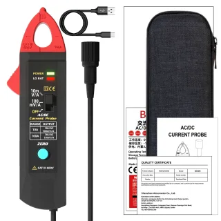 BSIDE UP1 AC/DC Current Probe, 10A/100A Clamp 100mV/A 10mV/A Output BNC Interface 12.7mm Jaw non-contact checks USB Type